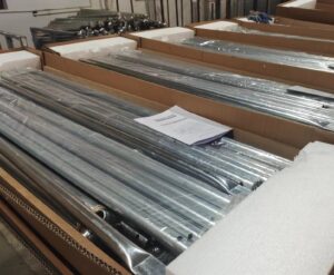 Greenhouse tubing in a carton on a packing line in China